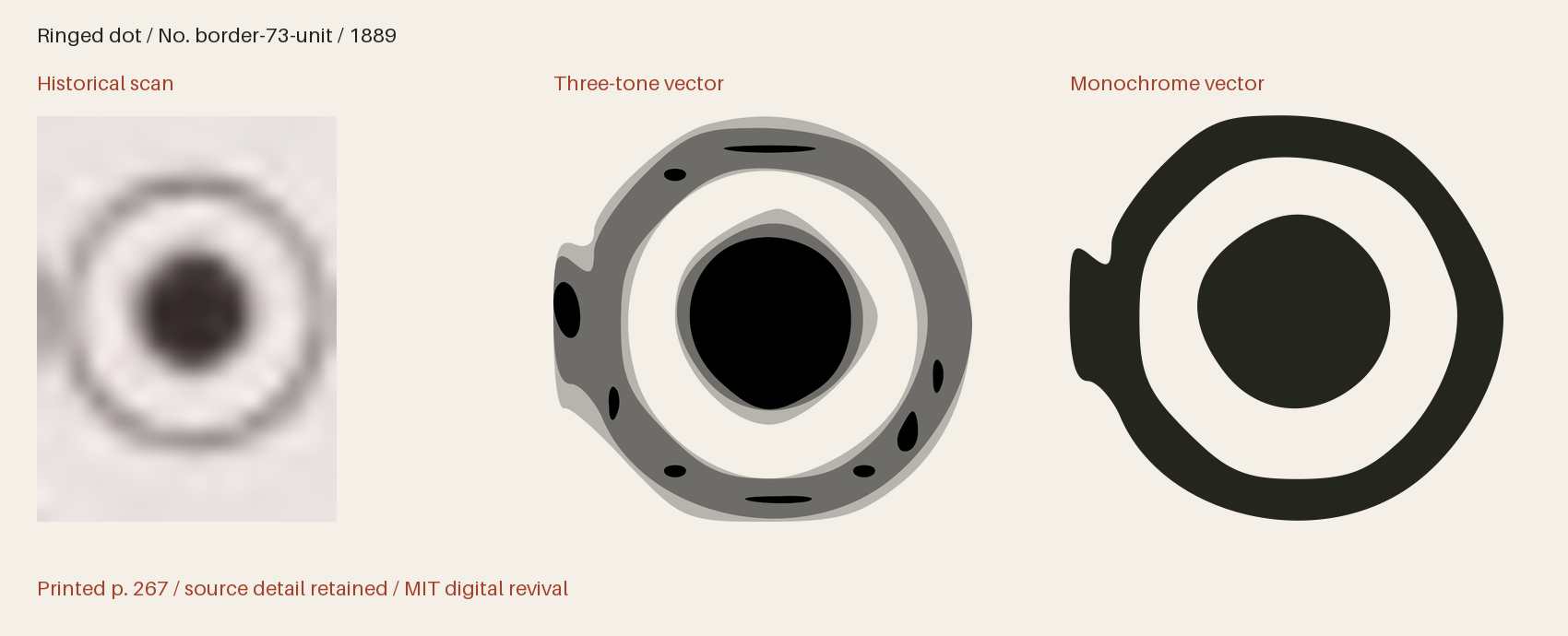 Historical scan beside the three-tone and monochrome vector revivals
