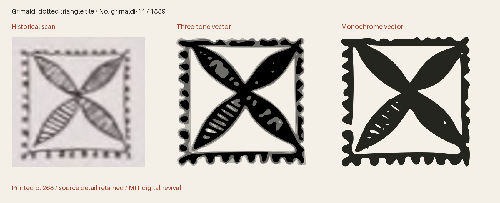 Historical scan beside the three-tone and monochrome vector revivals