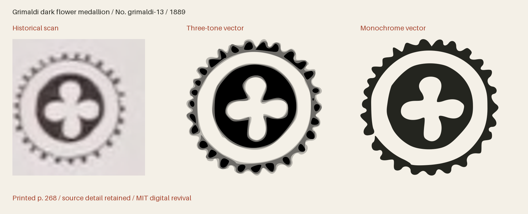 Historical scan beside the three-tone and monochrome vector revivals