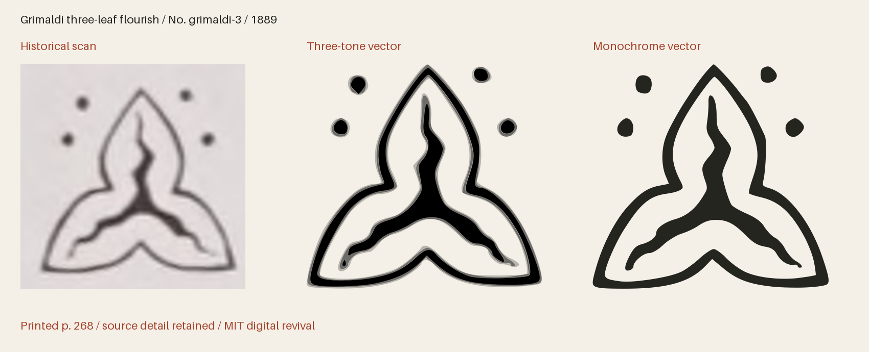 Historical scan beside the three-tone and monochrome vector revivals