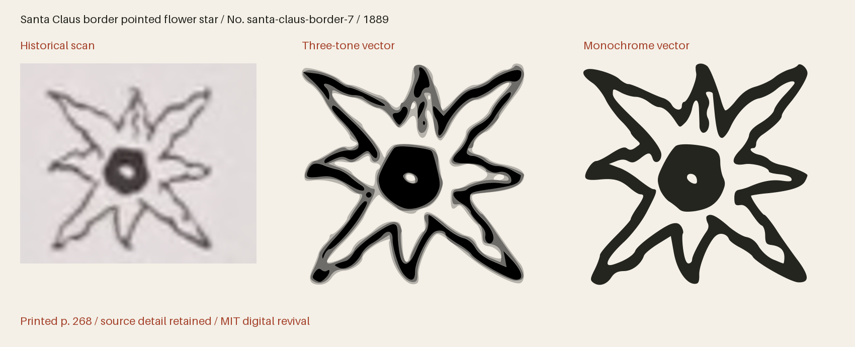 Historical scan beside the three-tone and monochrome vector revivals