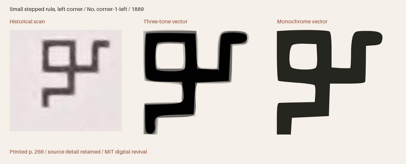 Historical scan beside the three-tone and monochrome vector revivals