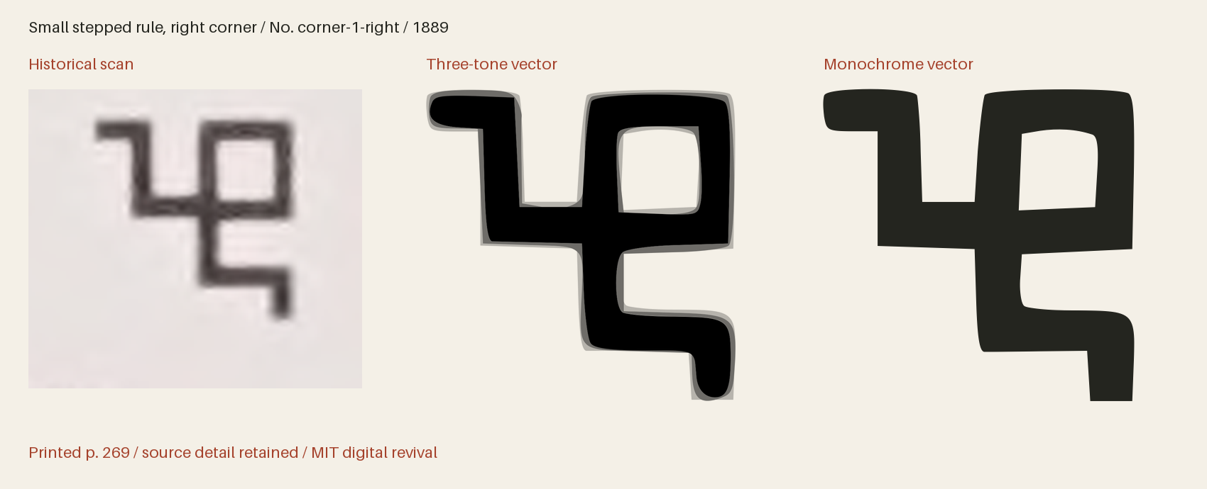 Historical scan beside the three-tone and monochrome vector revivals