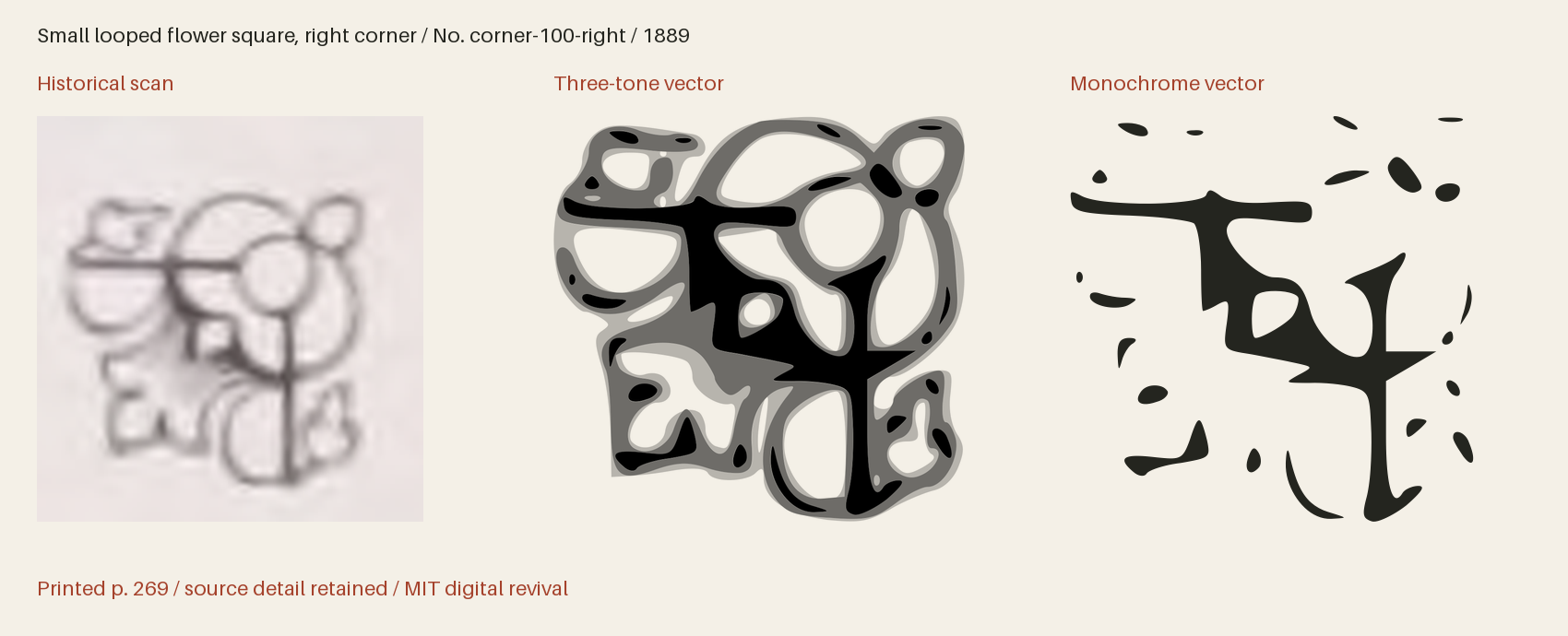 Historical scan beside the three-tone and monochrome vector revivals