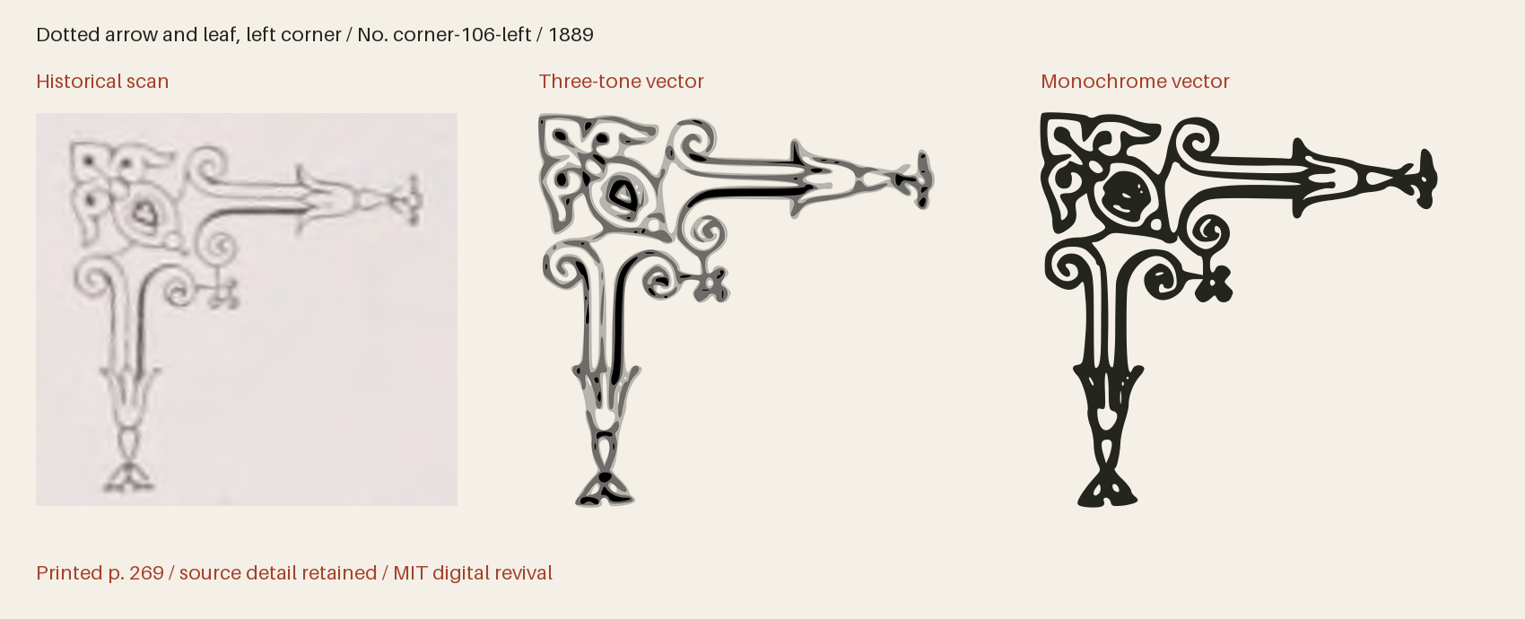Historical scan beside the three-tone and monochrome vector revivals