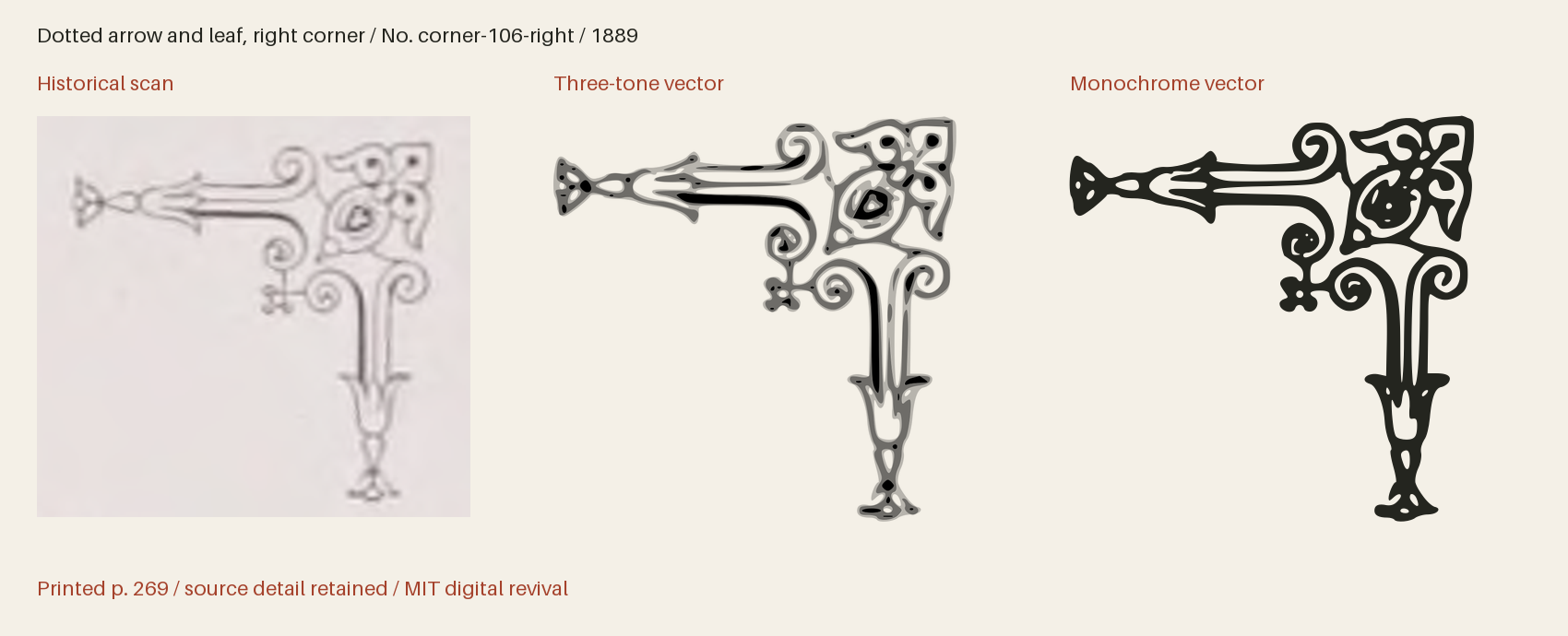 Historical scan beside the three-tone and monochrome vector revivals