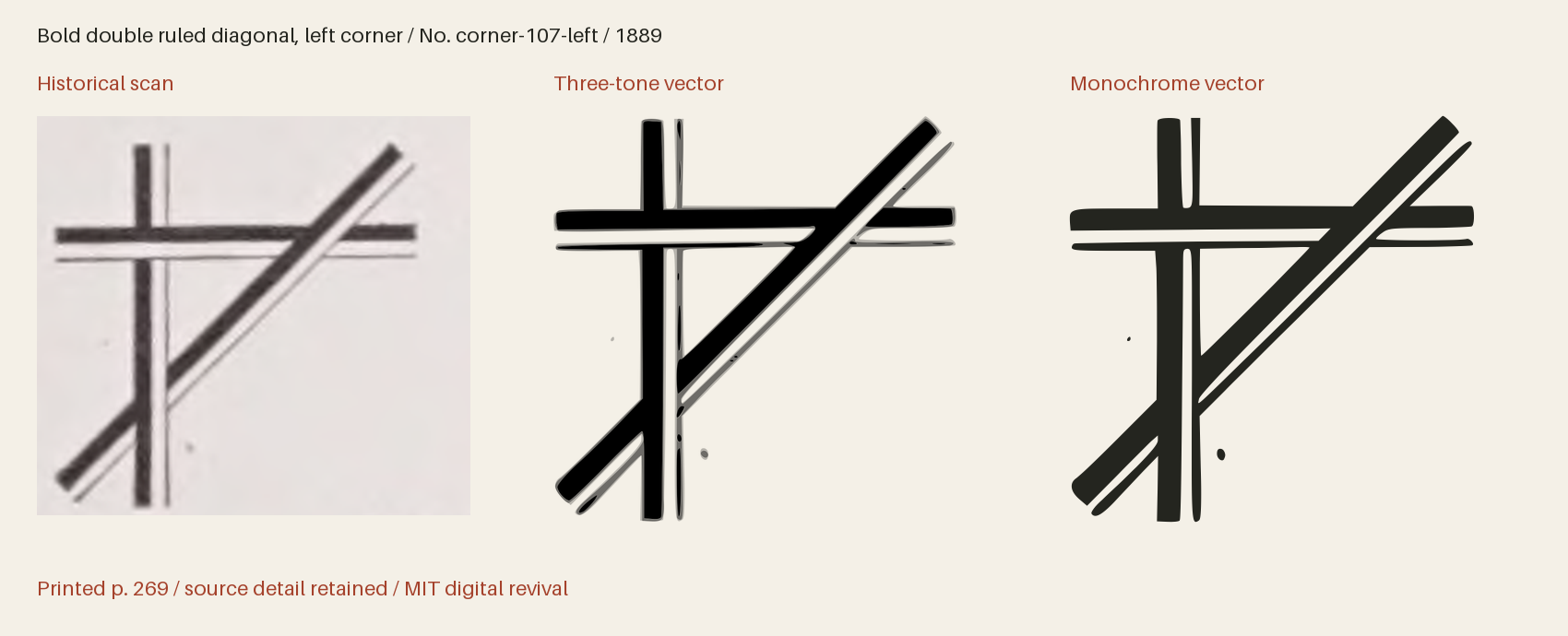 Historical scan beside the three-tone and monochrome vector revivals