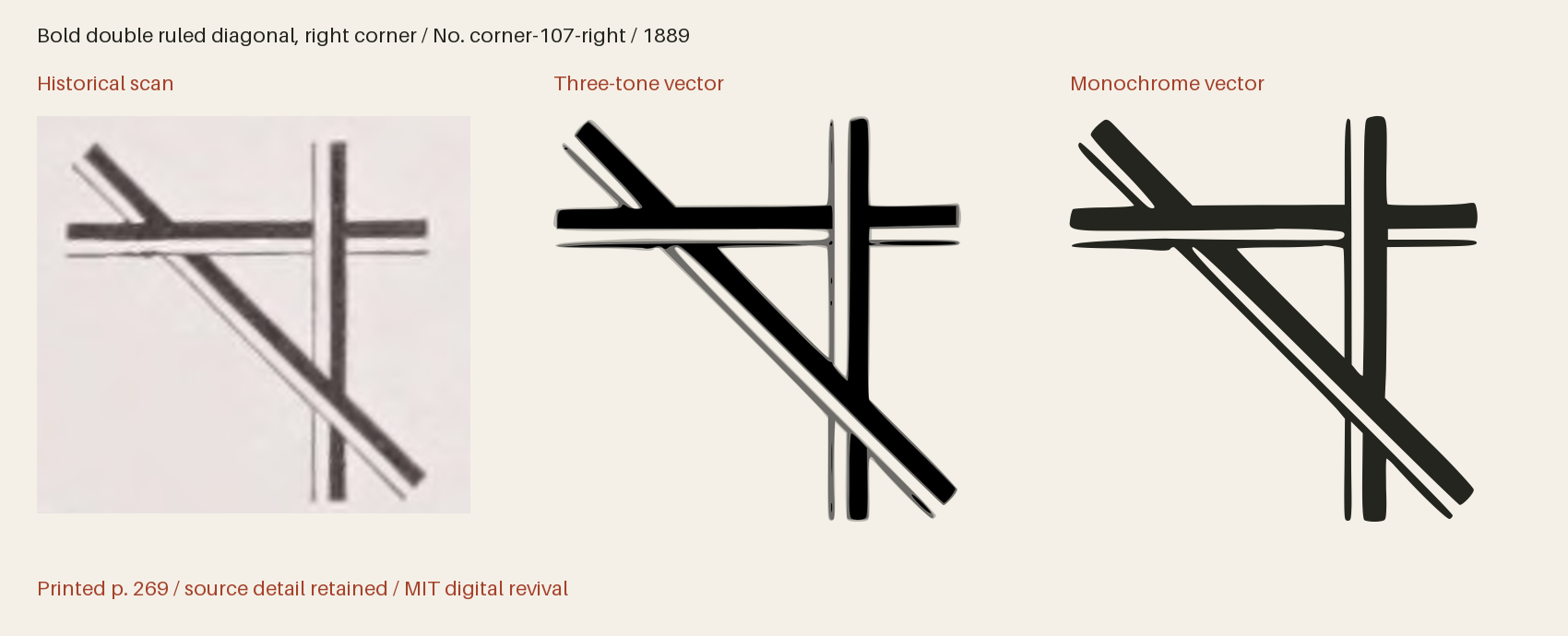 Historical scan beside the three-tone and monochrome vector revivals