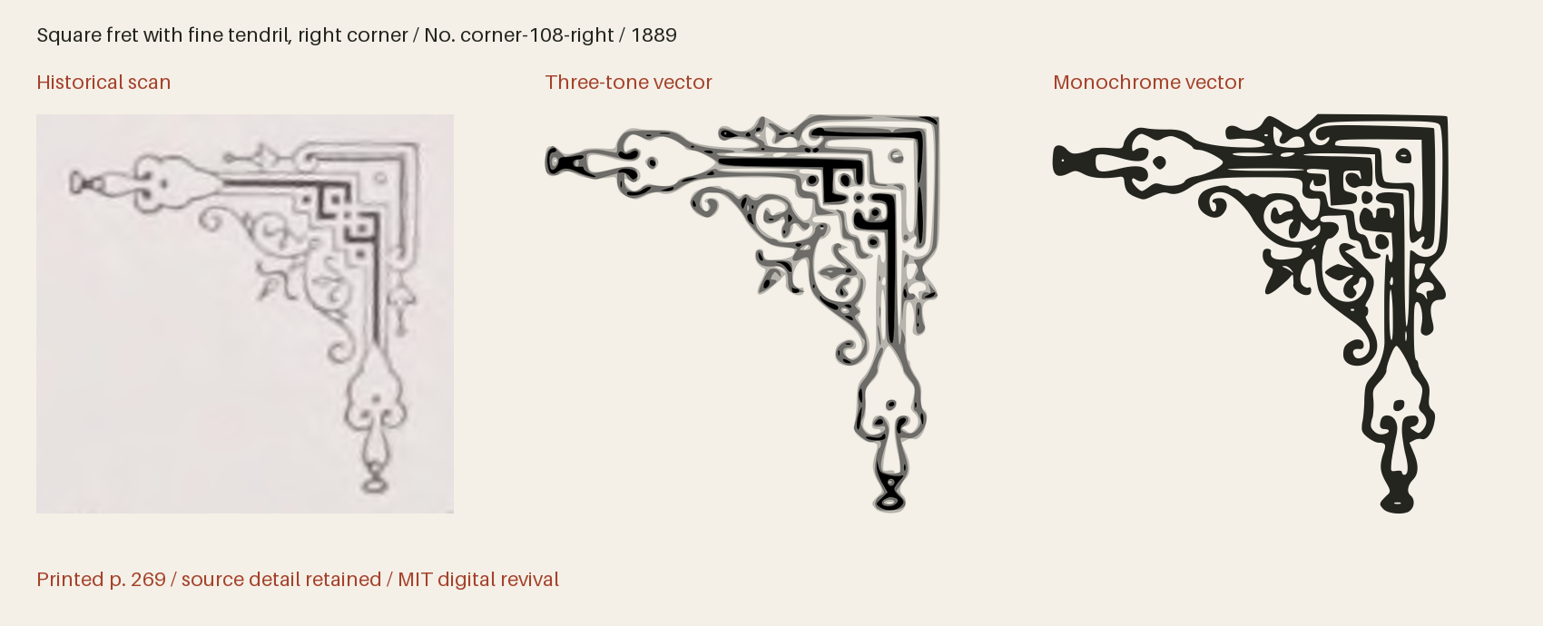 Historical scan beside the three-tone and monochrome vector revivals