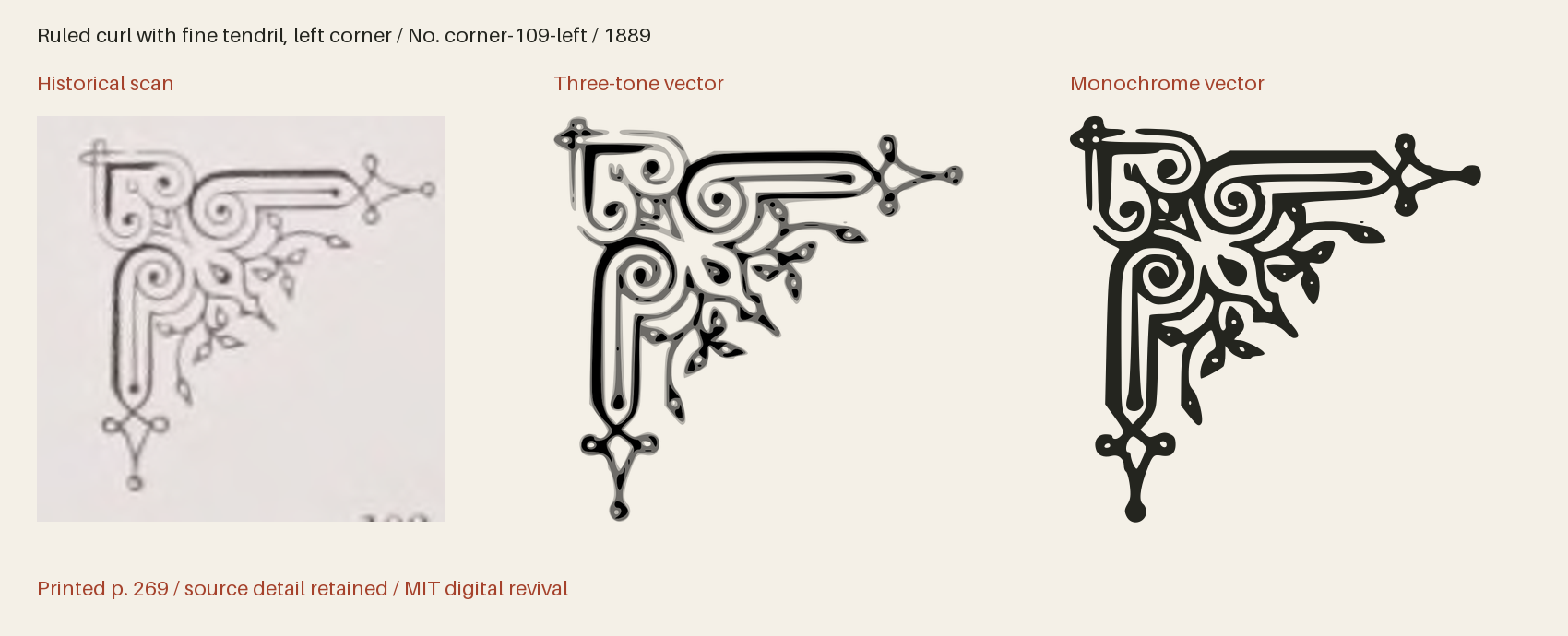 Historical scan beside the three-tone and monochrome vector revivals