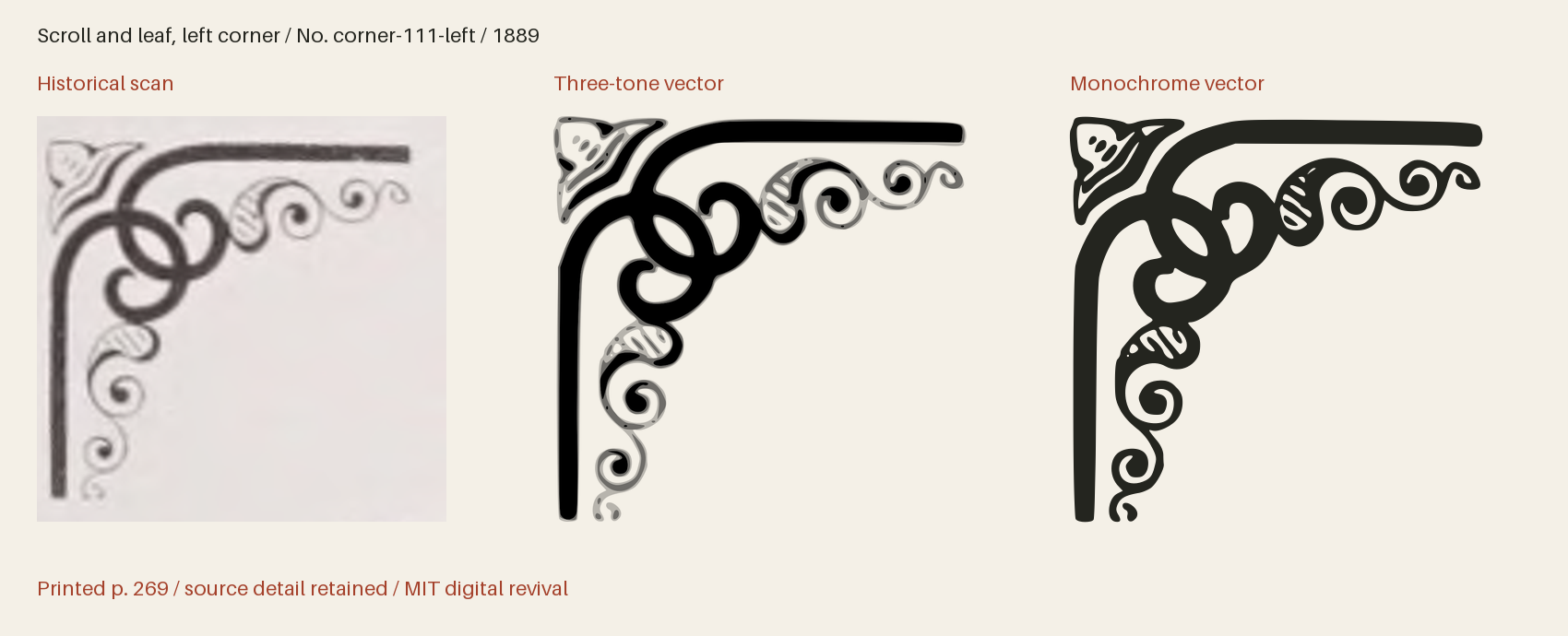 Historical scan beside the three-tone and monochrome vector revivals