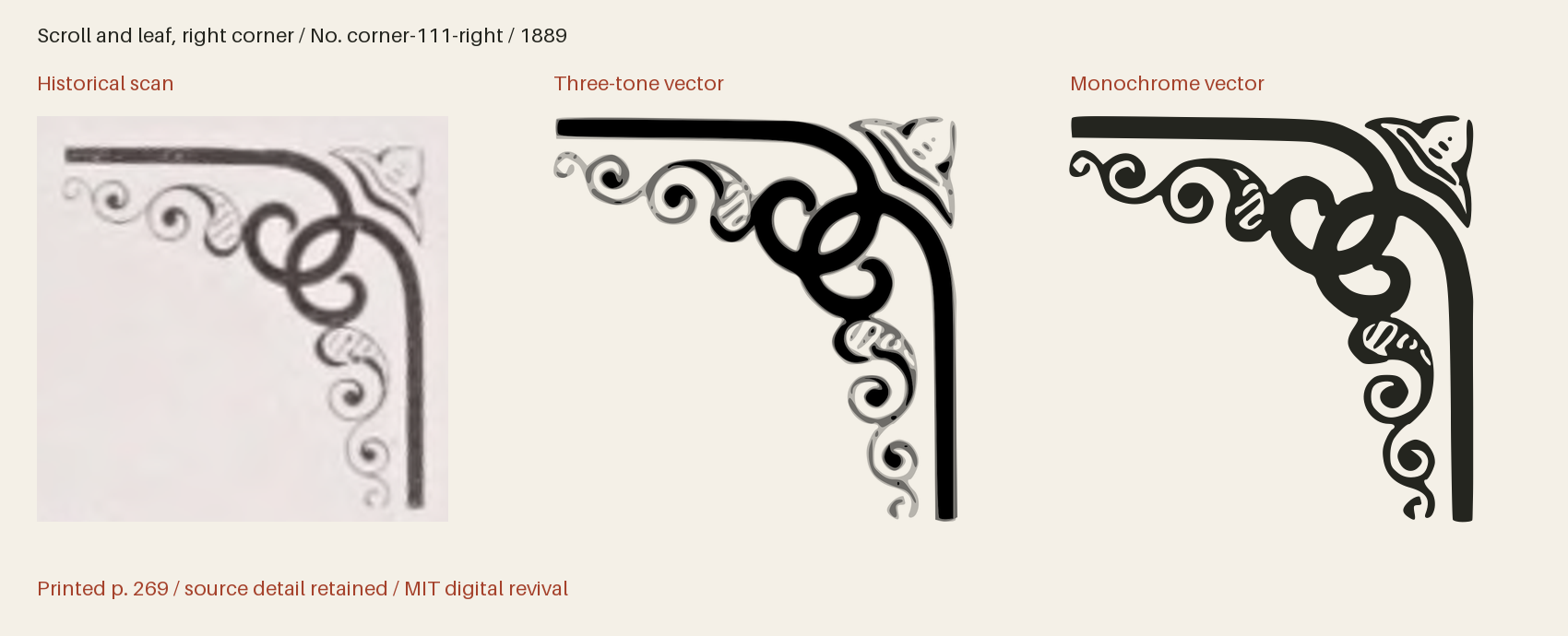 Historical scan beside the three-tone and monochrome vector revivals