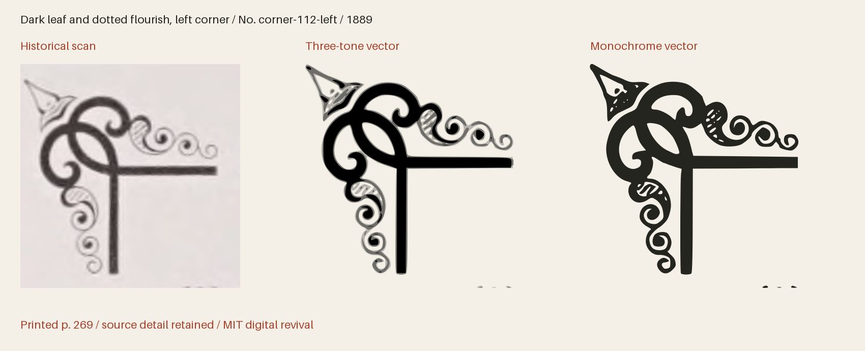 Historical scan beside the three-tone and monochrome vector revivals