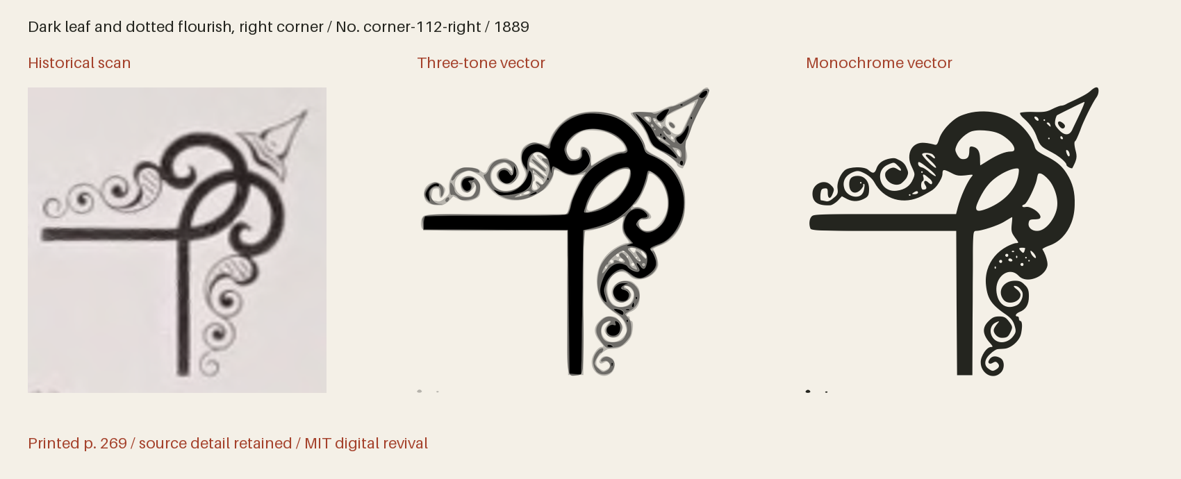 Historical scan beside the three-tone and monochrome vector revivals