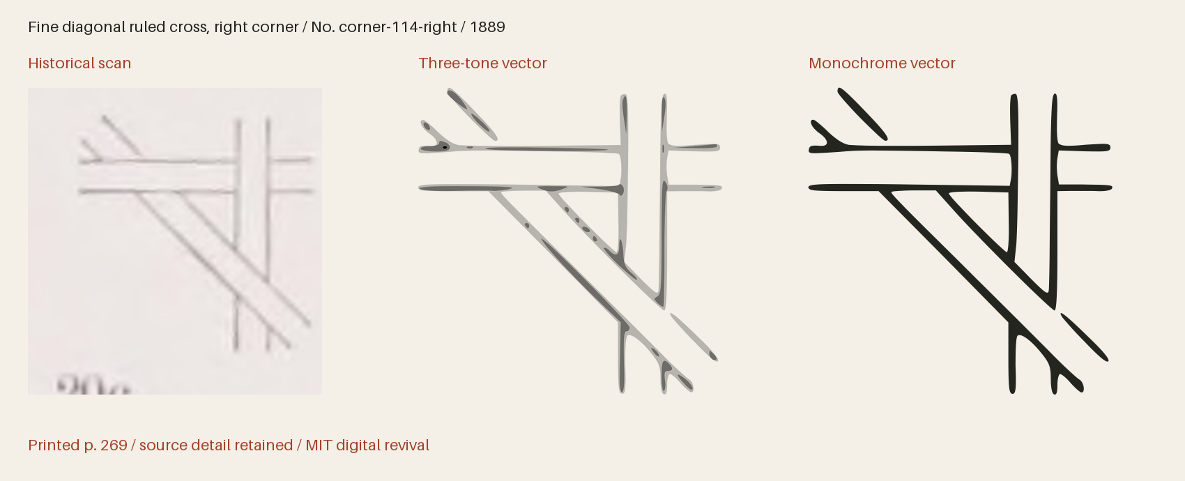 Historical scan beside the three-tone and monochrome vector revivals