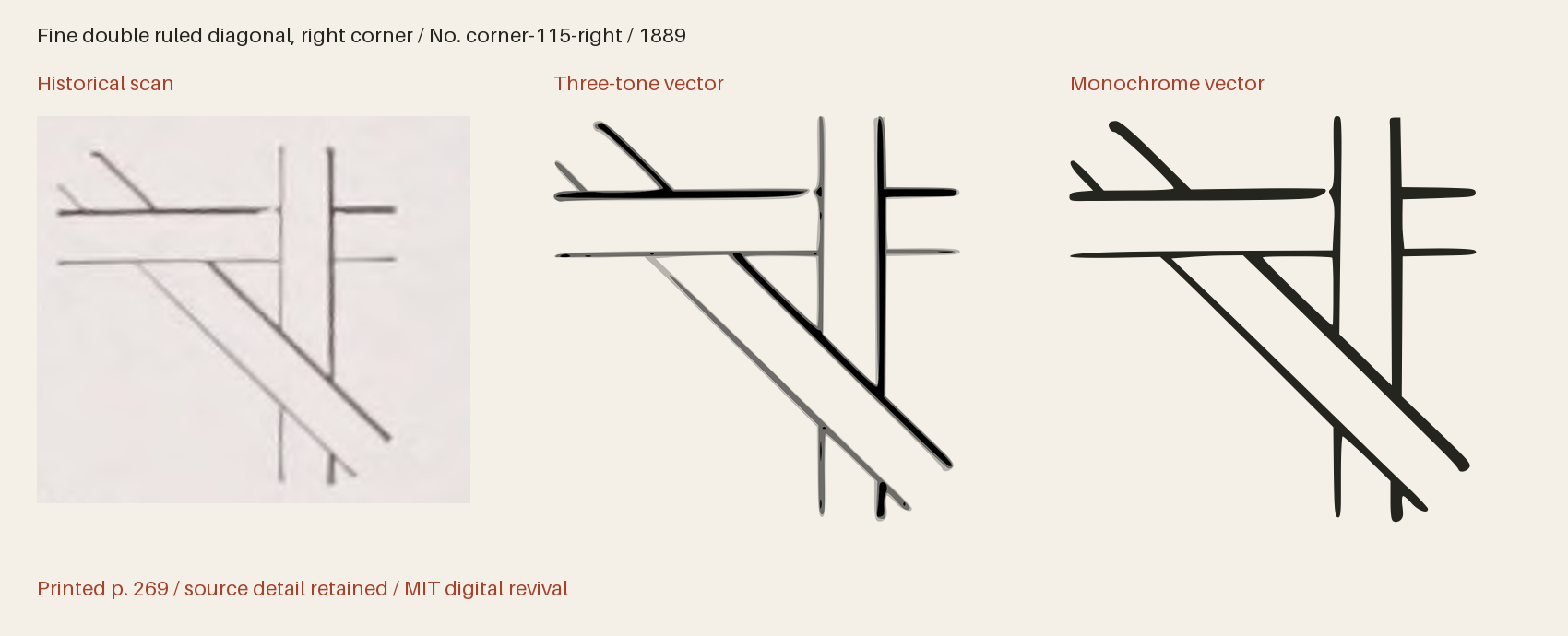Historical scan beside the three-tone and monochrome vector revivals