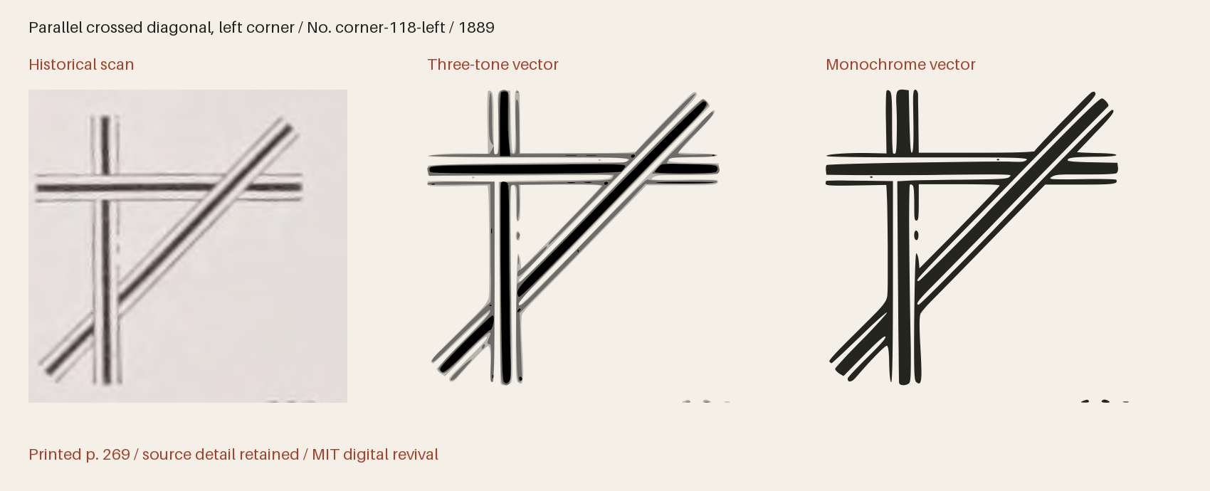 Historical scan beside the three-tone and monochrome vector revivals