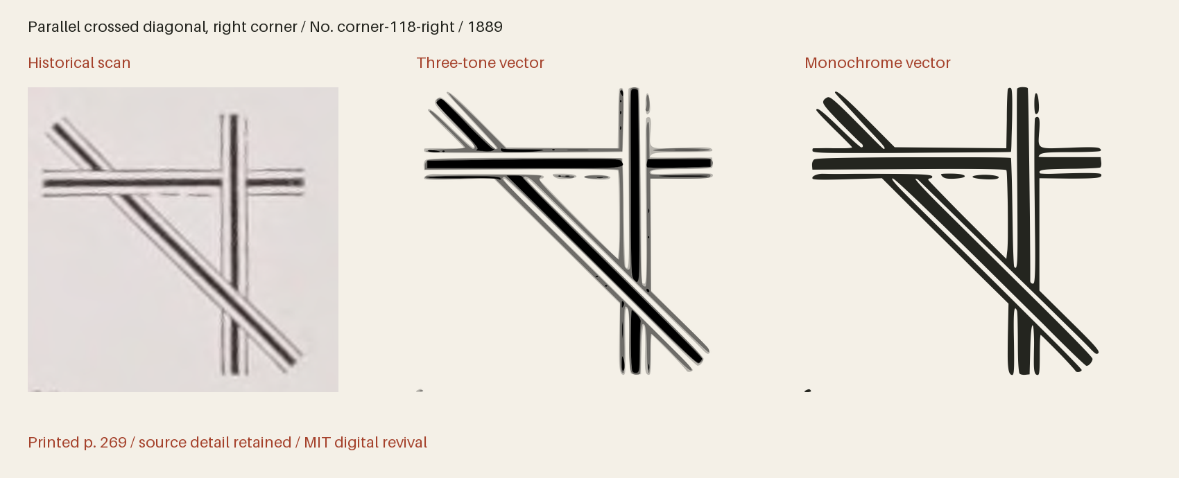 Historical scan beside the three-tone and monochrome vector revivals