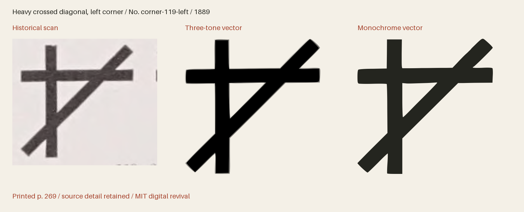 Historical scan beside the three-tone and monochrome vector revivals