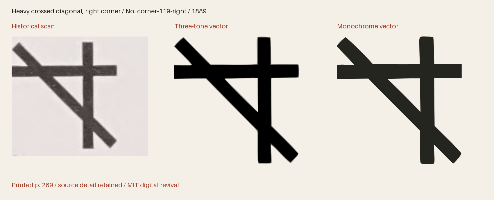 Historical scan beside the three-tone and monochrome vector revivals