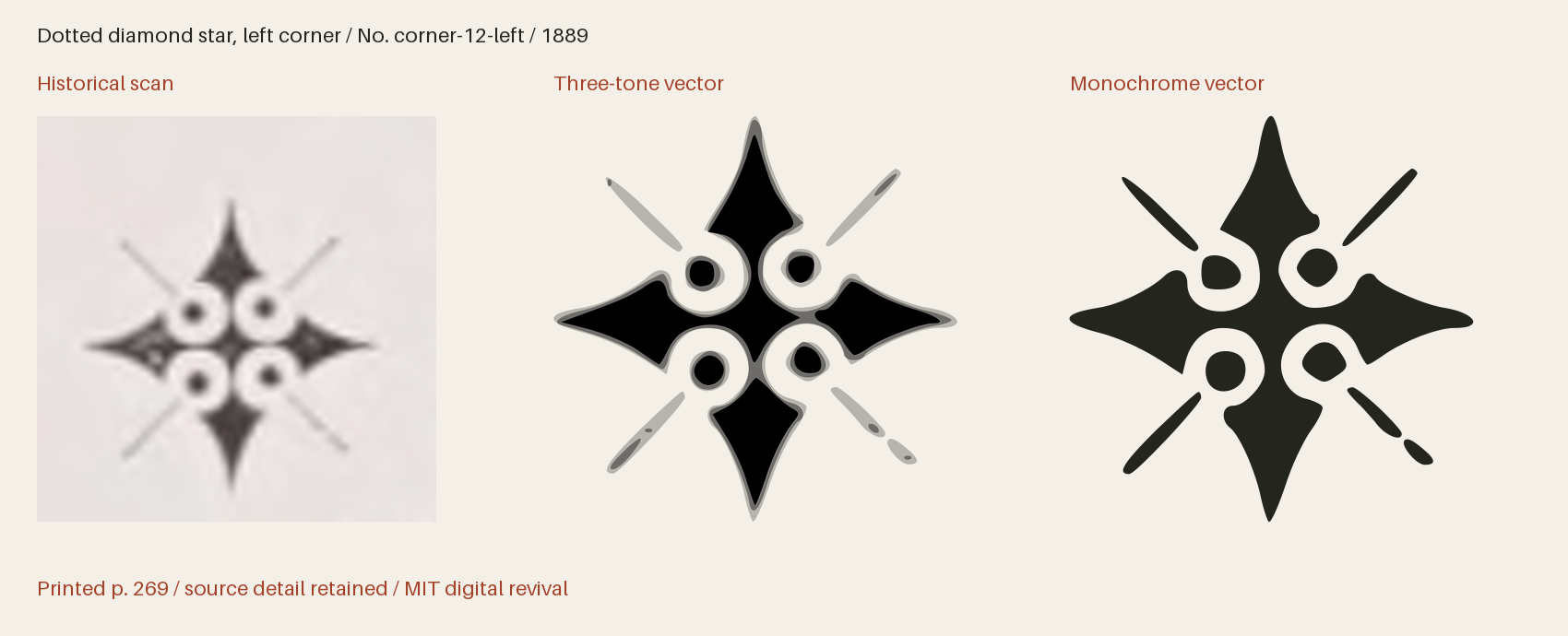 Historical scan beside the three-tone and monochrome vector revivals