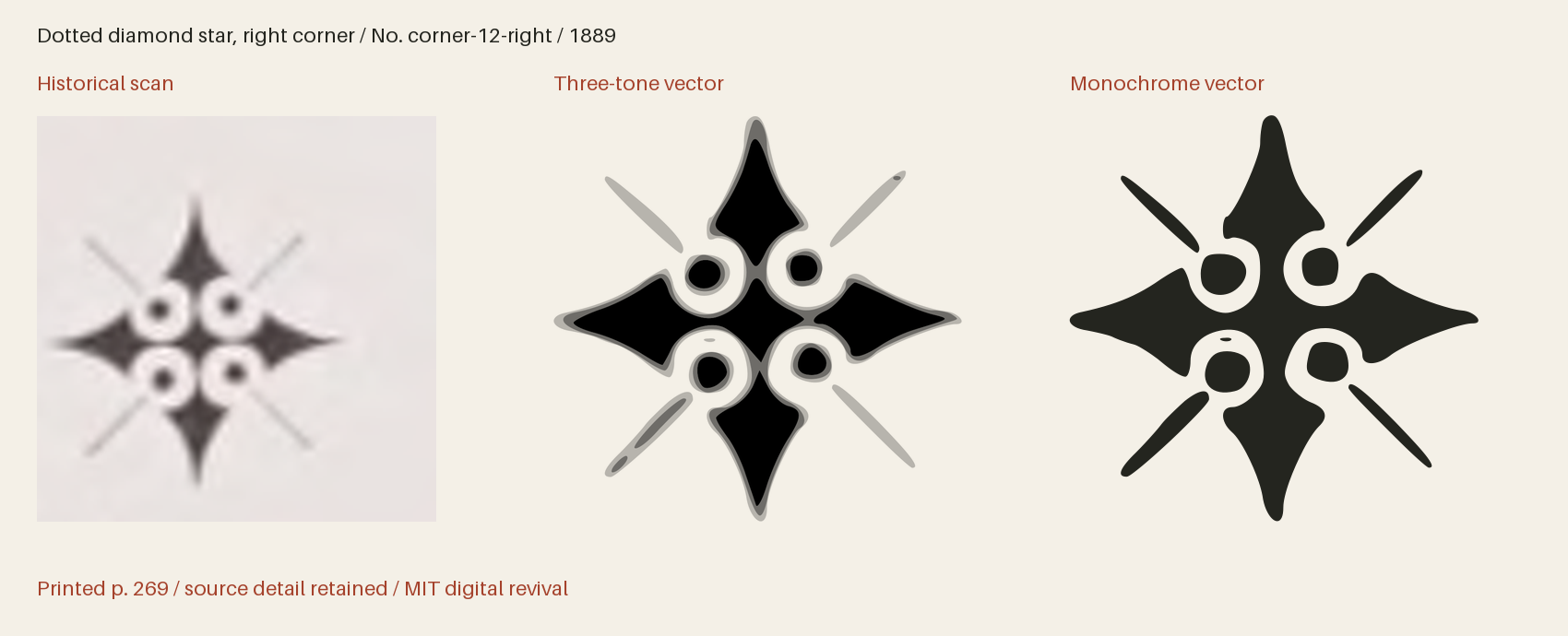 Historical scan beside the three-tone and monochrome vector revivals