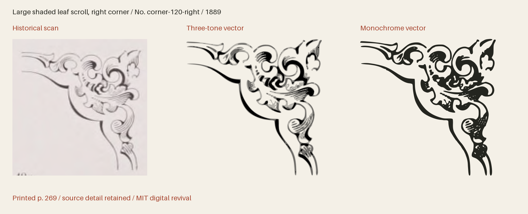 Historical scan beside the three-tone and monochrome vector revivals