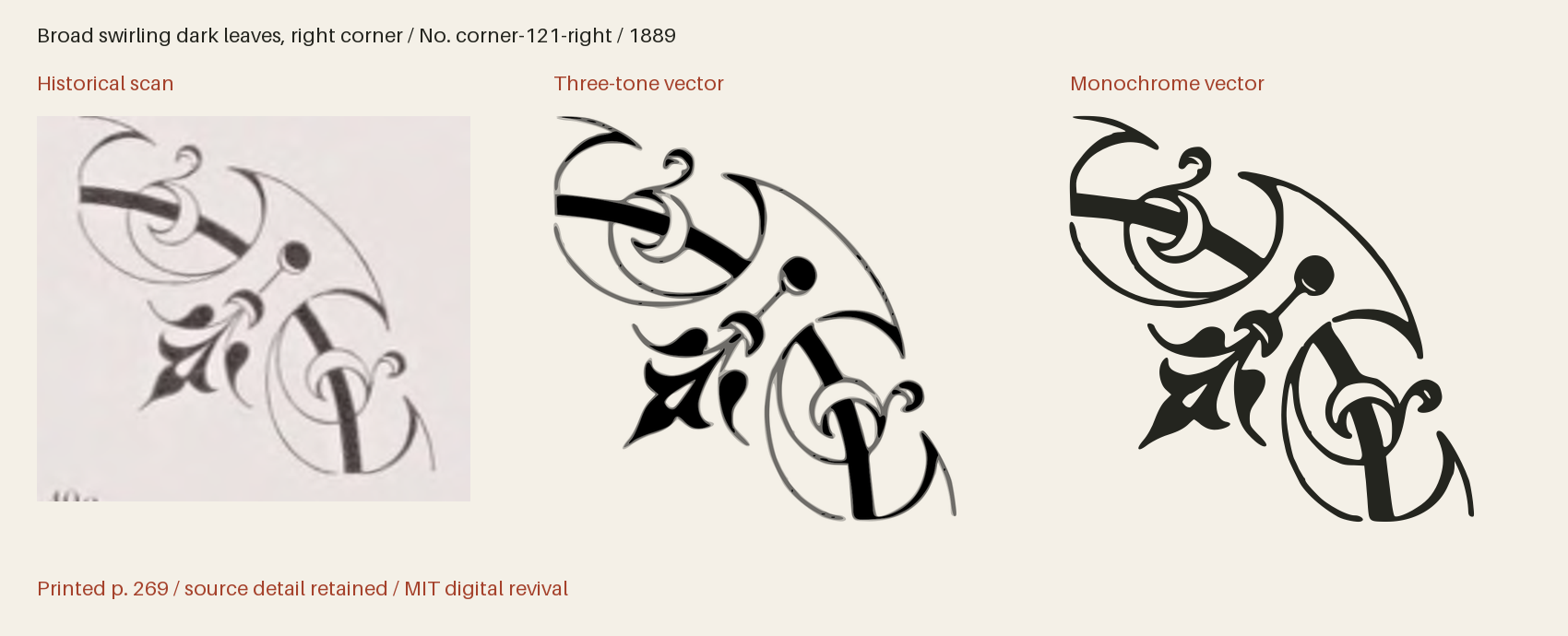Historical scan beside the three-tone and monochrome vector revivals