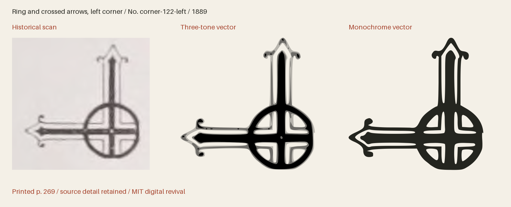 Historical scan beside the three-tone and monochrome vector revivals