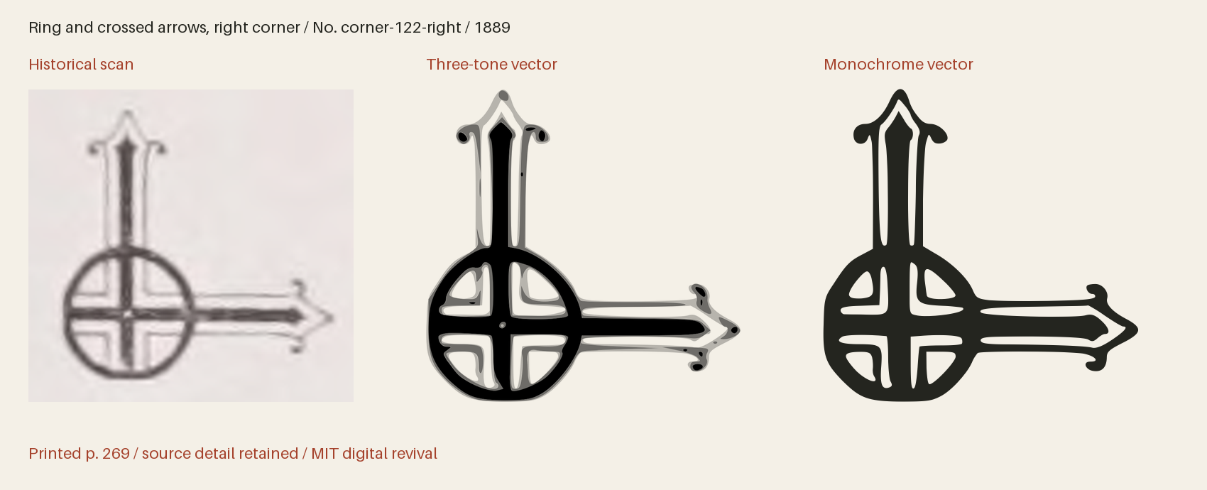 Historical scan beside the three-tone and monochrome vector revivals