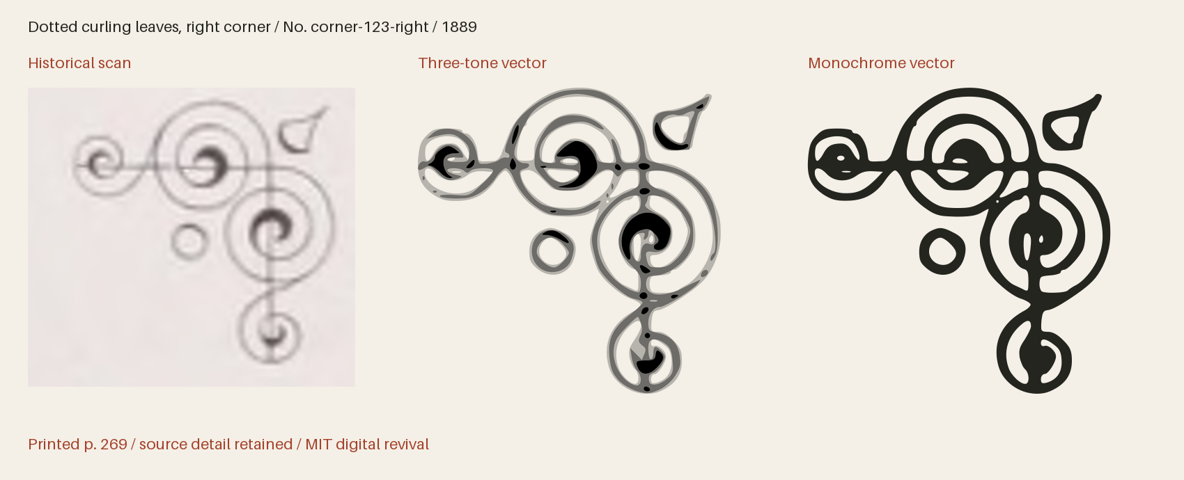 Historical scan beside the three-tone and monochrome vector revivals