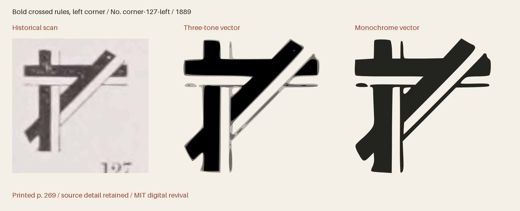 Historical scan beside the three-tone and monochrome vector revivals