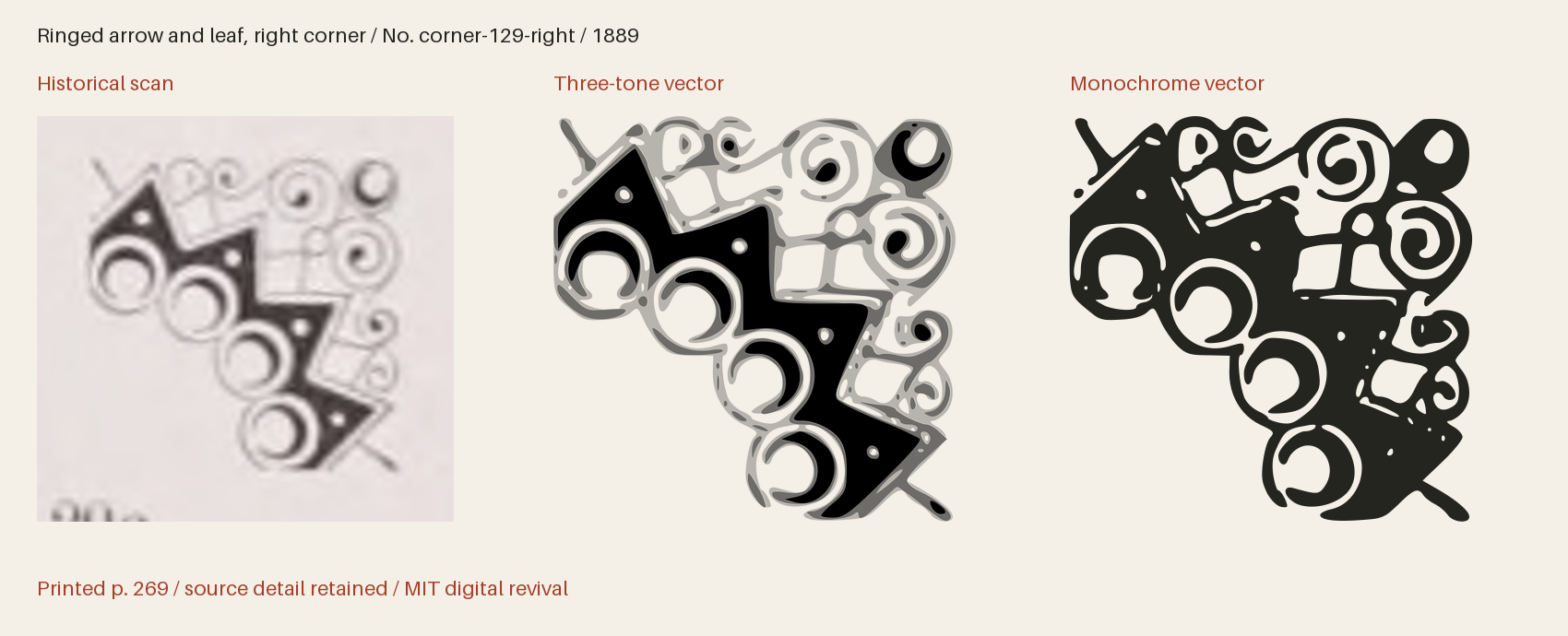 Historical scan beside the three-tone and monochrome vector revivals