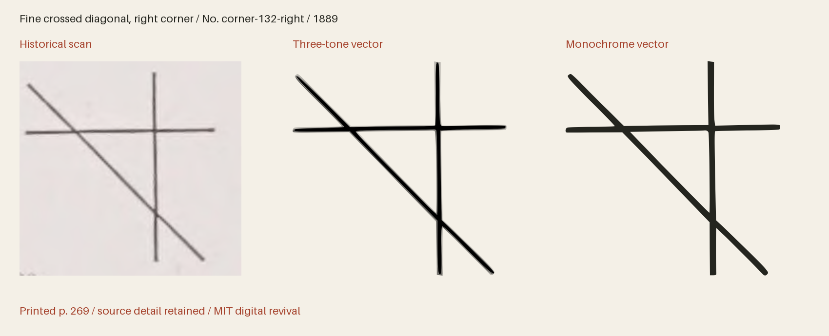 Historical scan beside the three-tone and monochrome vector revivals