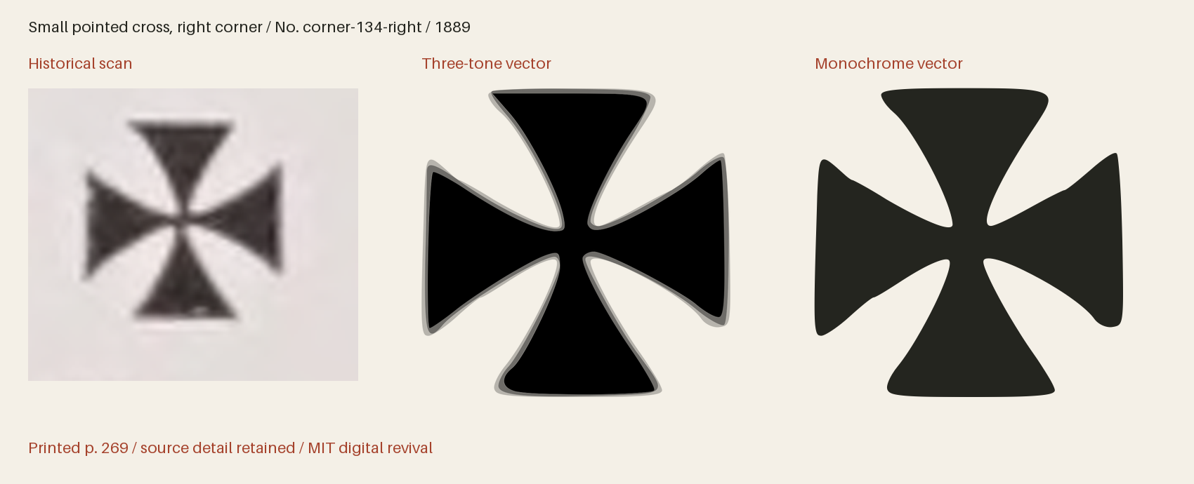 Historical scan beside the three-tone and monochrome vector revivals