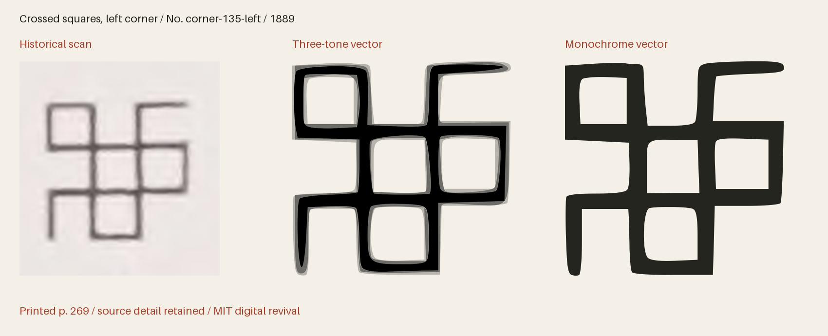 Historical scan beside the three-tone and monochrome vector revivals