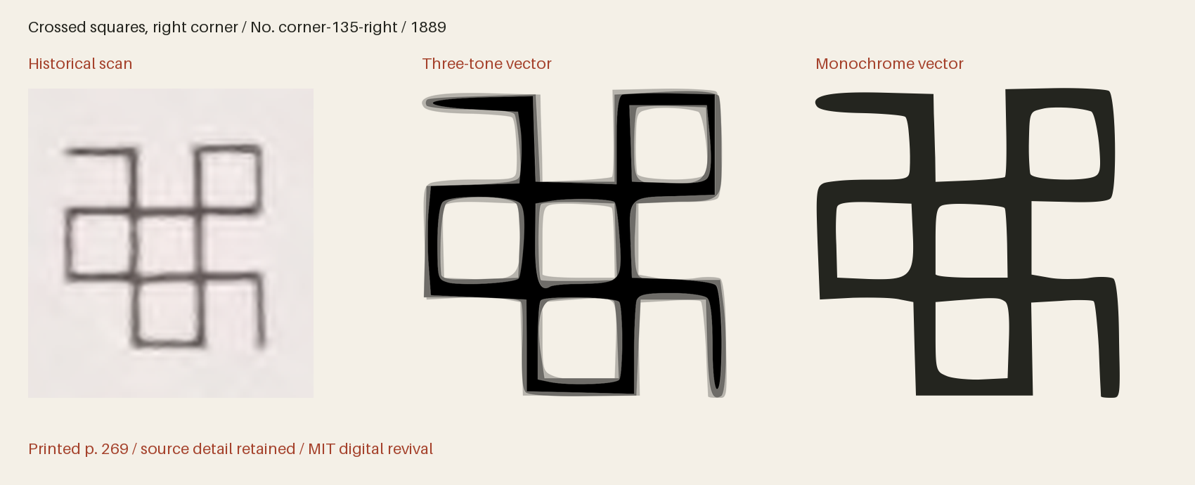Historical scan beside the three-tone and monochrome vector revivals