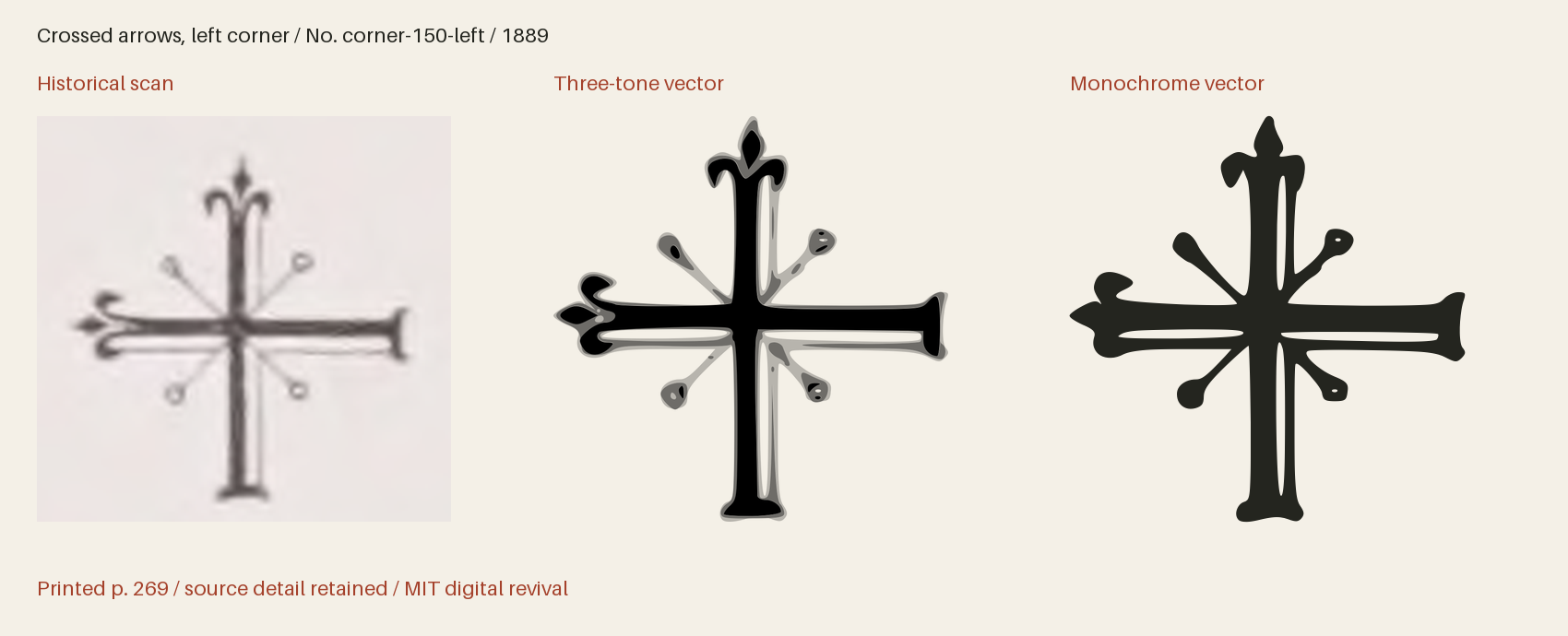 Historical scan beside the three-tone and monochrome vector revivals