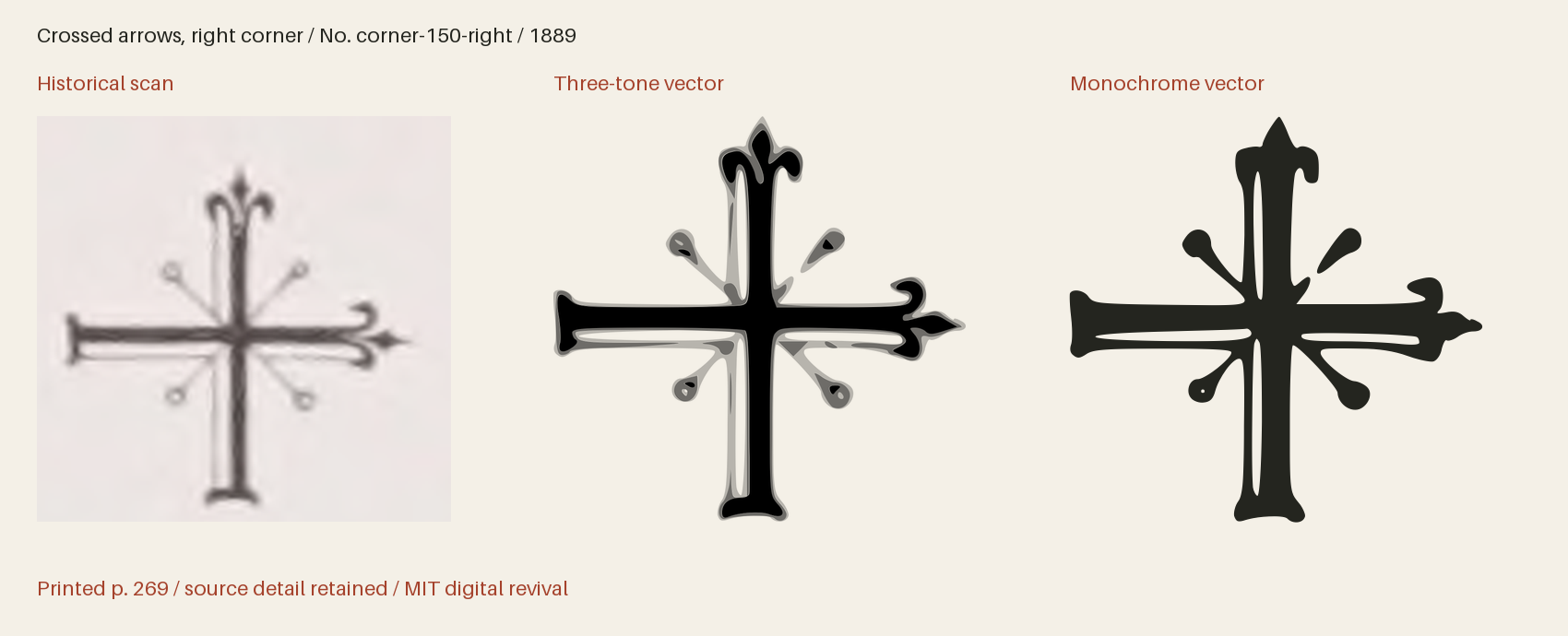 Historical scan beside the three-tone and monochrome vector revivals