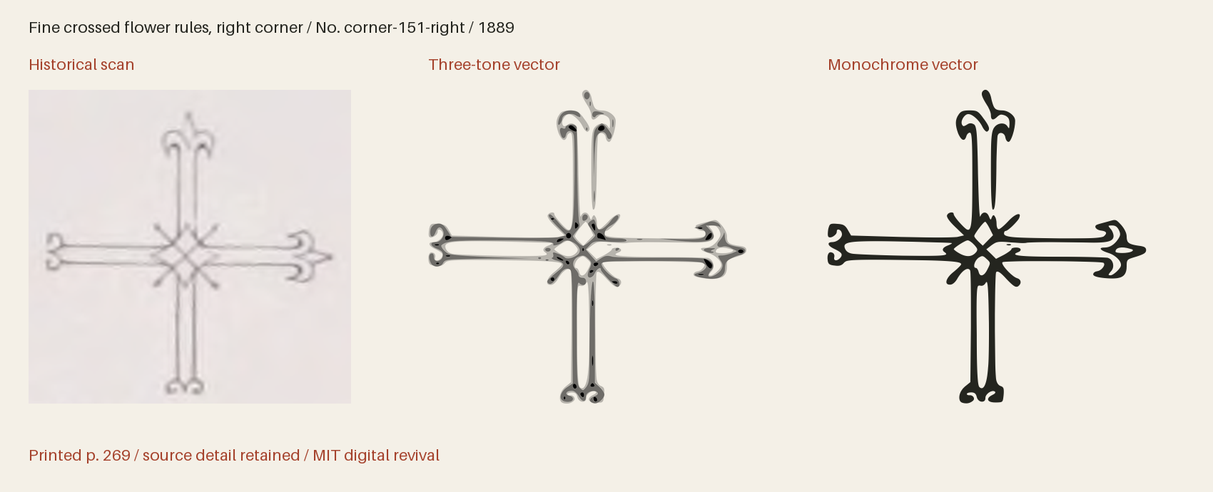 Historical scan beside the three-tone and monochrome vector revivals