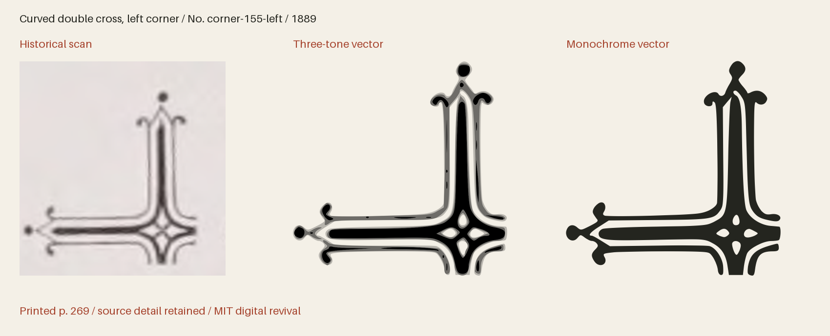 Historical scan beside the three-tone and monochrome vector revivals
