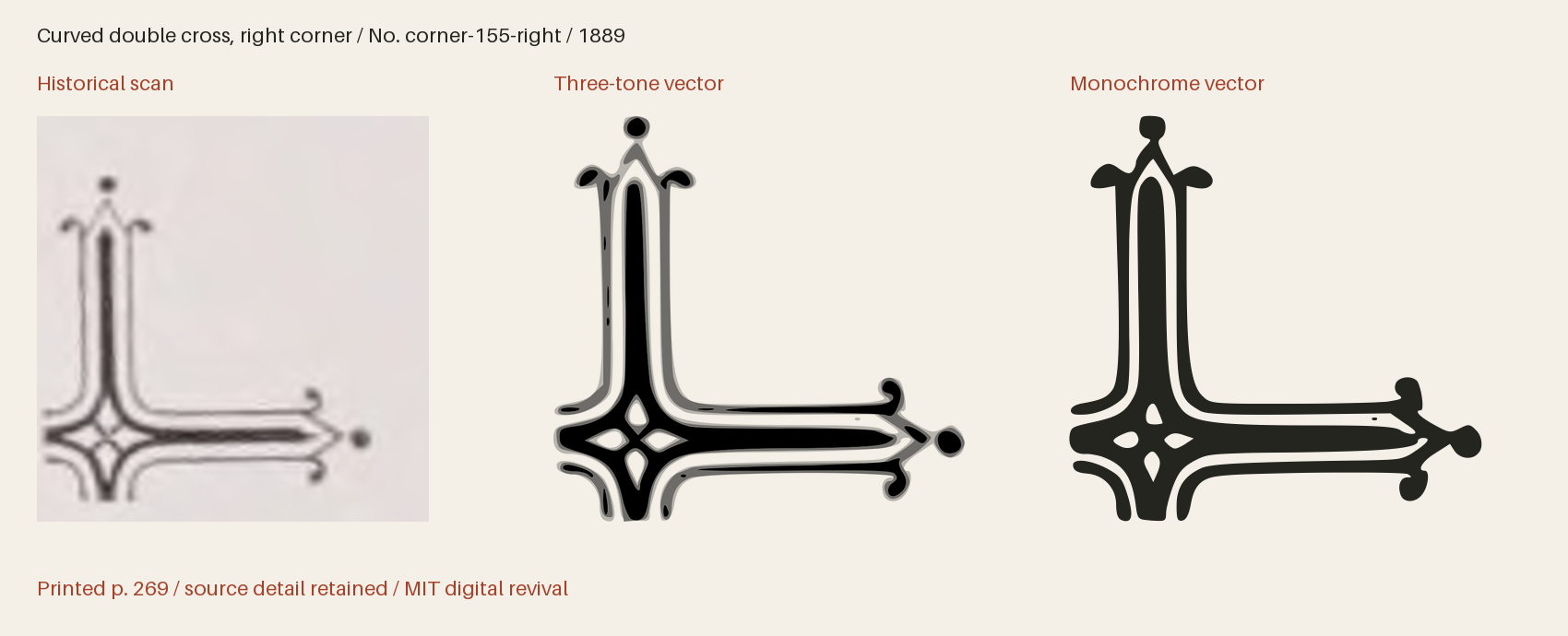 Historical scan beside the three-tone and monochrome vector revivals