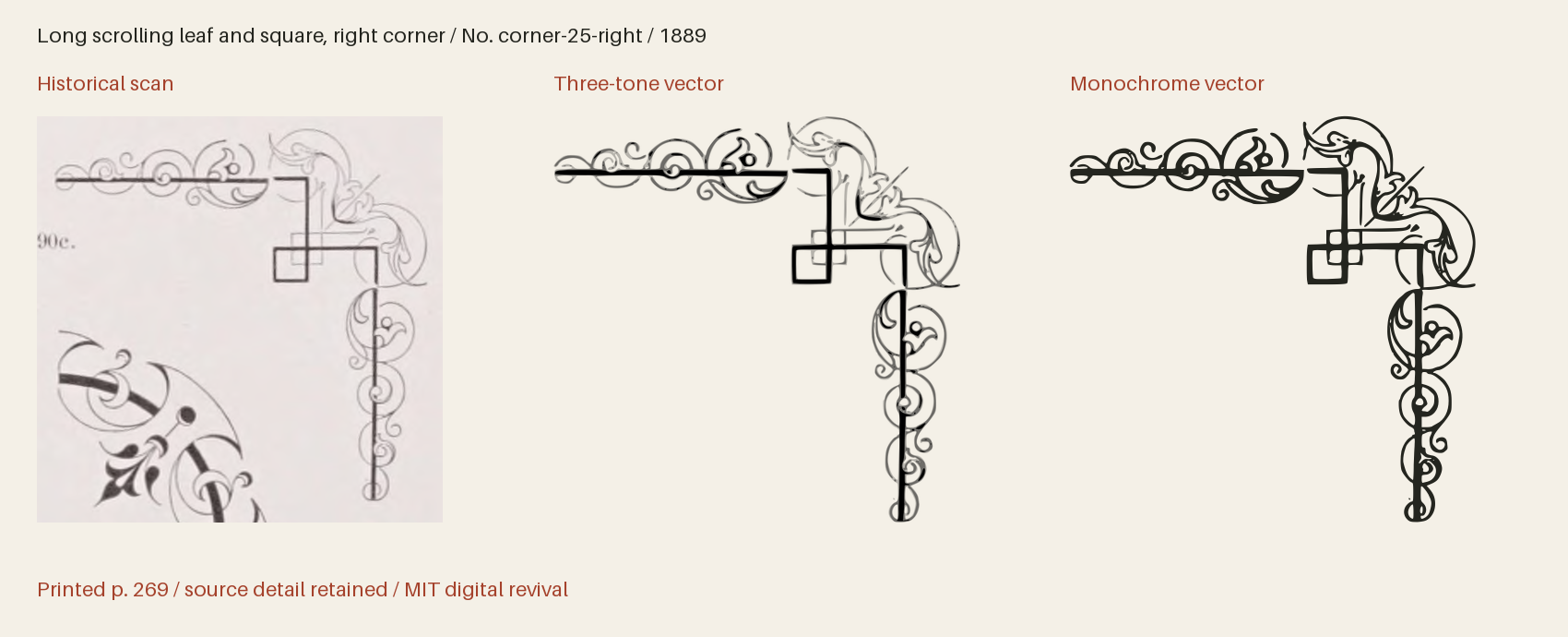 Historical scan beside the three-tone and monochrome vector revivals