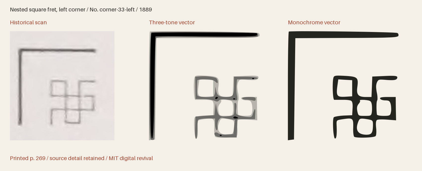 Historical scan beside the three-tone and monochrome vector revivals
