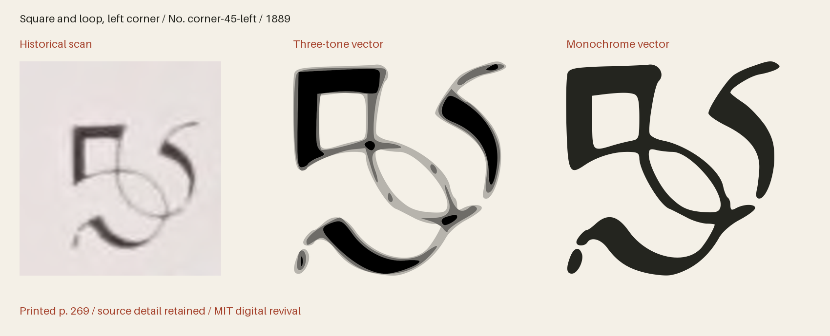 Historical scan beside the three-tone and monochrome vector revivals