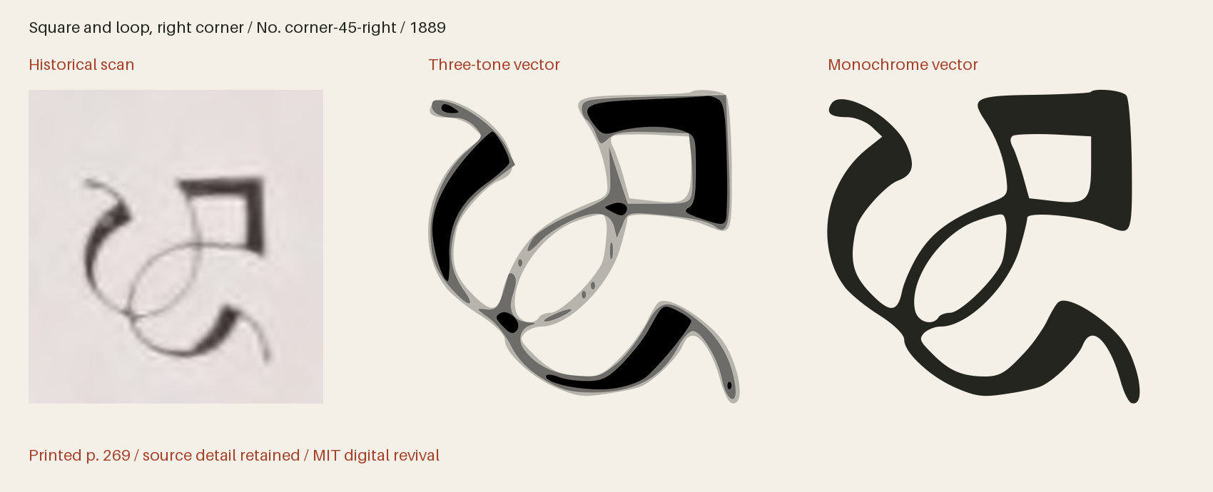Historical scan beside the three-tone and monochrome vector revivals