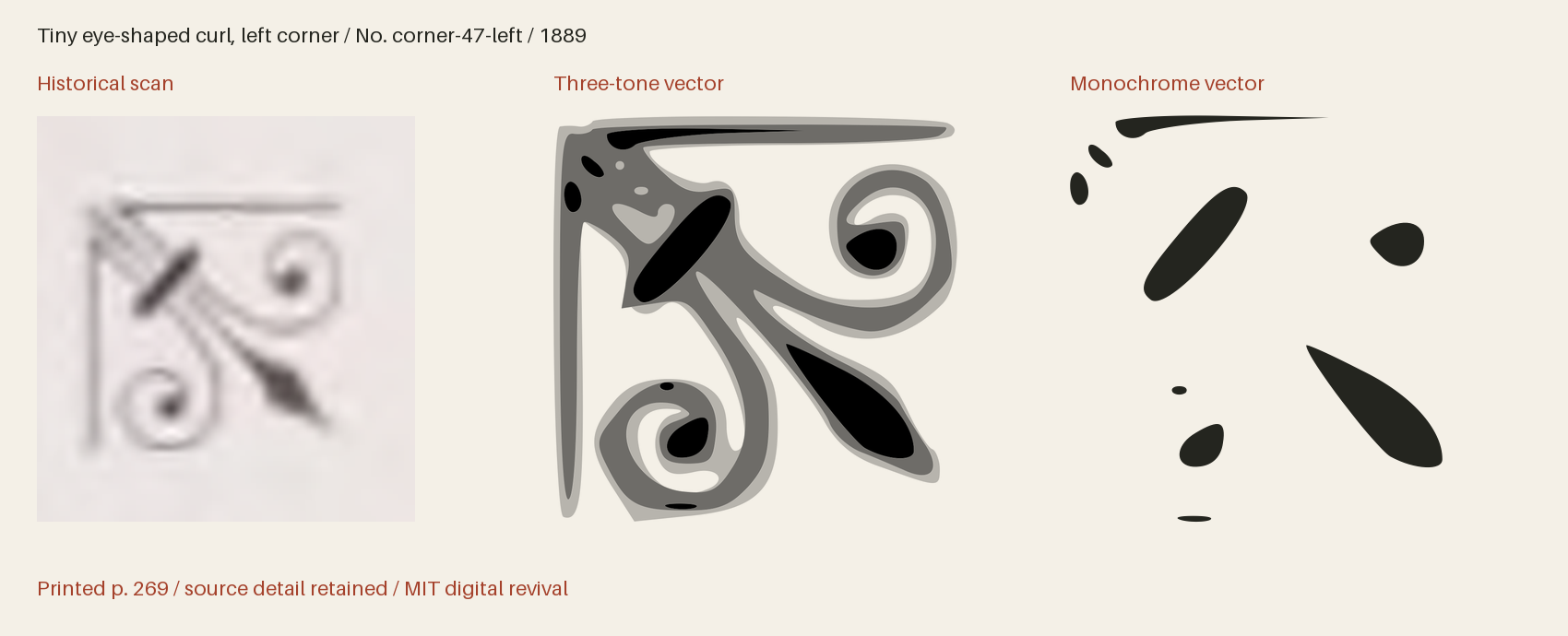 Historical scan beside the three-tone and monochrome vector revivals