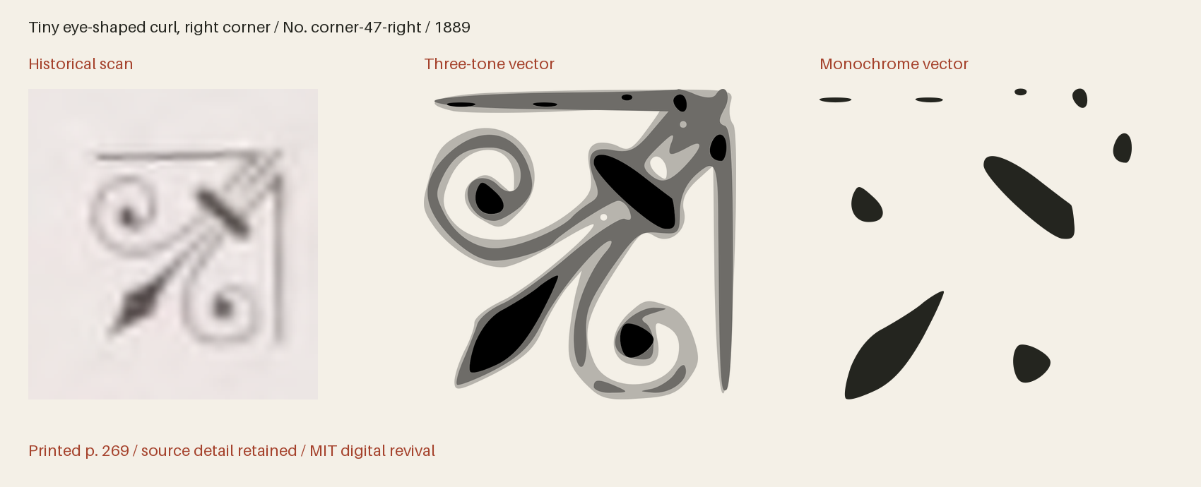 Historical scan beside the three-tone and monochrome vector revivals