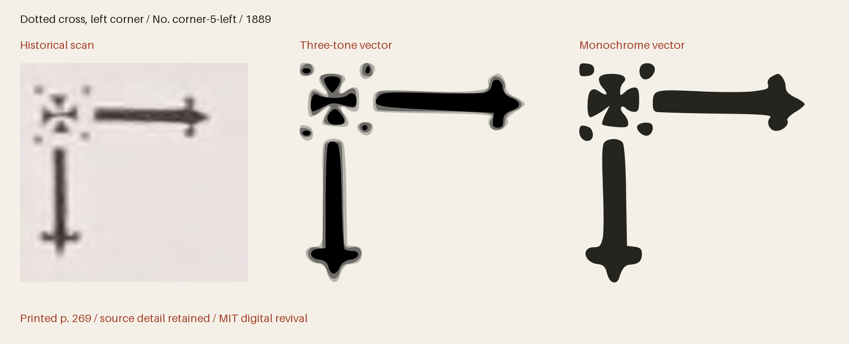 Historical scan beside the three-tone and monochrome vector revivals