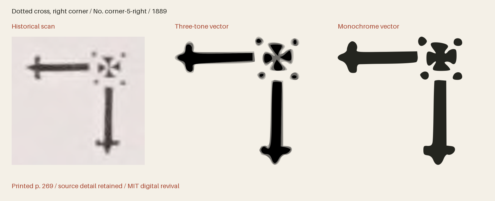 Historical scan beside the three-tone and monochrome vector revivals